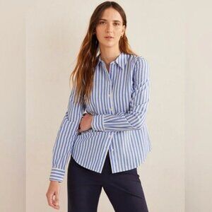 Boden Striped Button Down Shirt in Blue and White